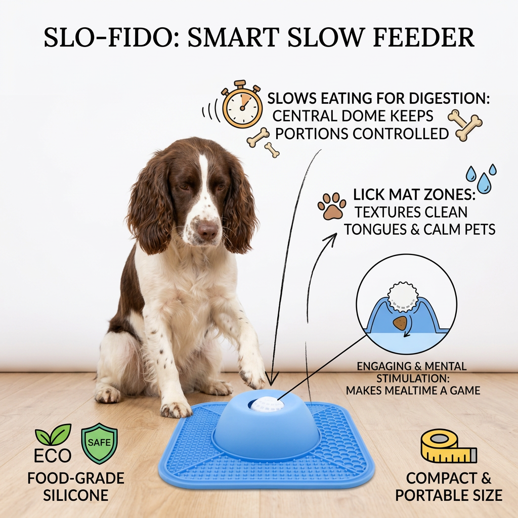 2in1 Slow Feeder Dog Bowl with Lick Mat