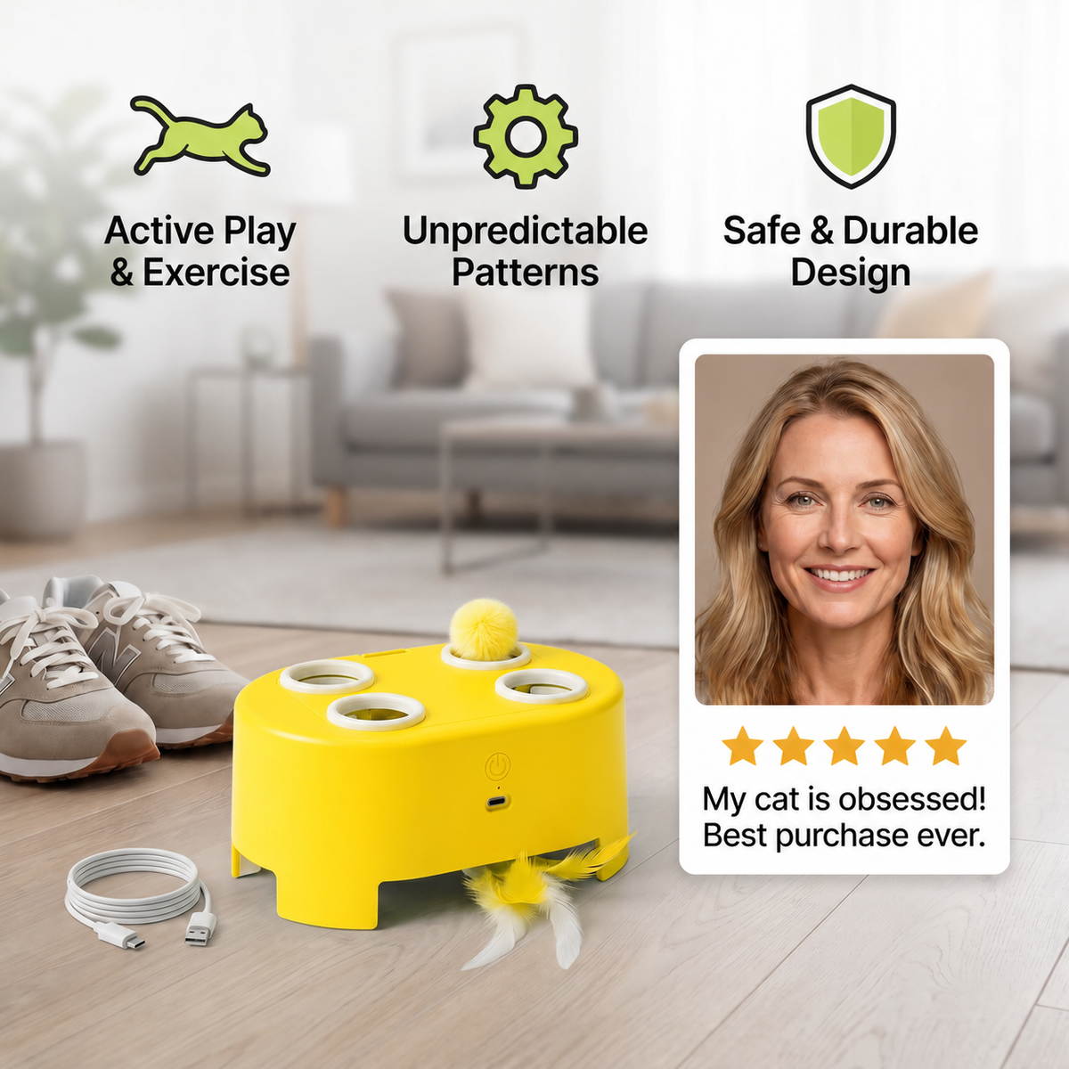 Automatic Feather Chase Toy for Cats