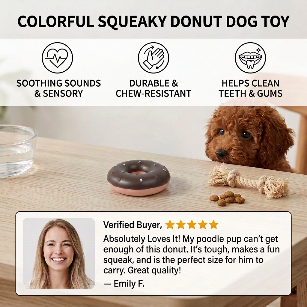 Colorful Squeaky Donut Dog Toy