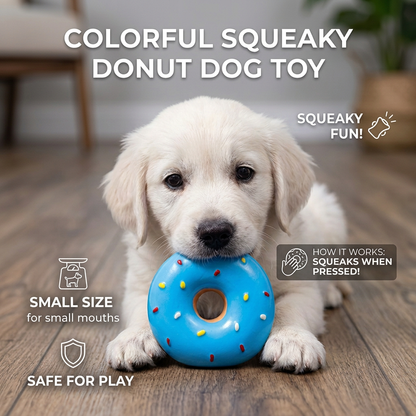 Colorful Squeaky Donut Dog Toy