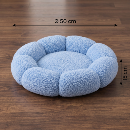 Luxury Floral Fluffy Donut Cat Bed – Soft & Washable Round Cushion