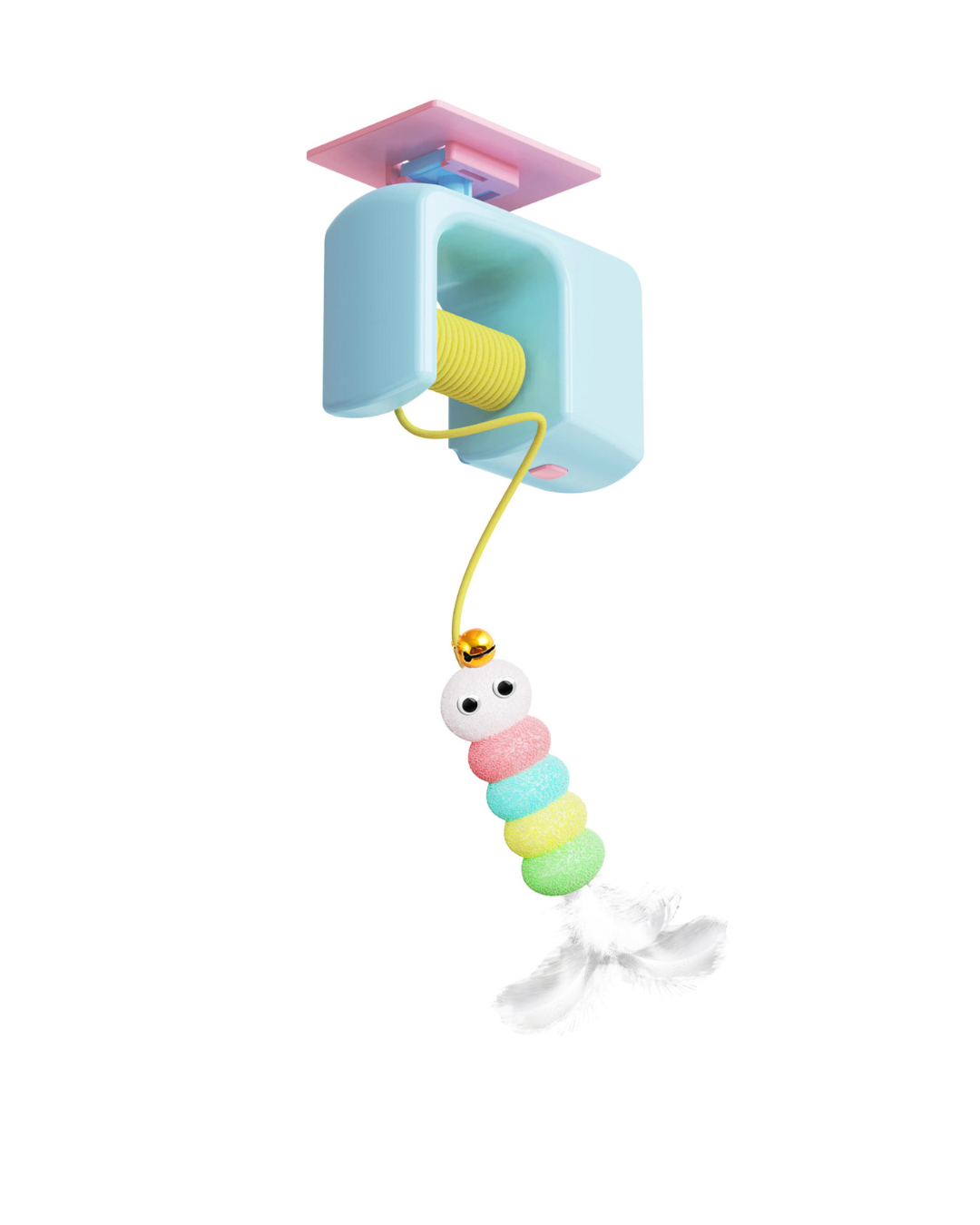 Interactive door yo-yo cat toy with self-play function