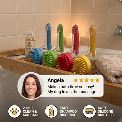 2-in-1 Silicone Pet Bath & Massage Brush with Shampoo Dispenser