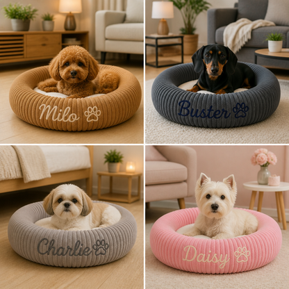 Personalized Round Fluffy Dog Bed