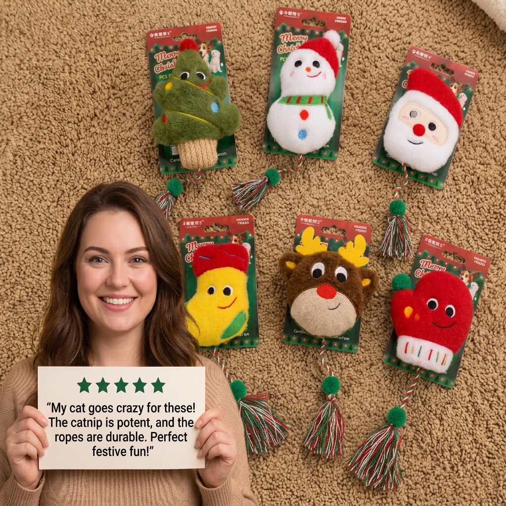 Christmas Catnip Rope Teaser Cat Toy