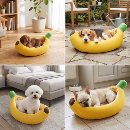 Banana-Shaped Cozy Pet Bed for Dogs