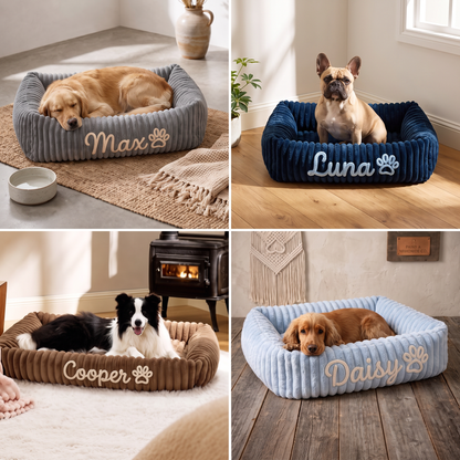 Personalized Fluffy Cloud Dog Bed with Soft Bolsters